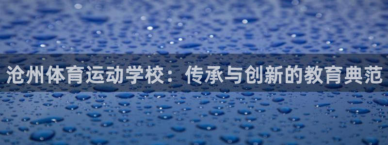 3377体育手机平台：沧州体育运动学校：传承与创新的教育典范